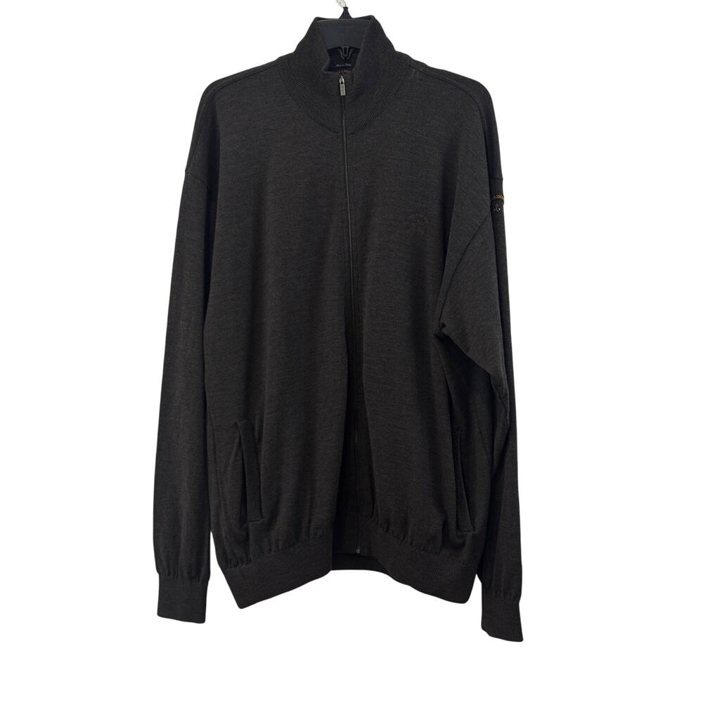Paul & Shark Yachting Sweater Mens 1XT Brown Full Zip Wool Cool Touch Light